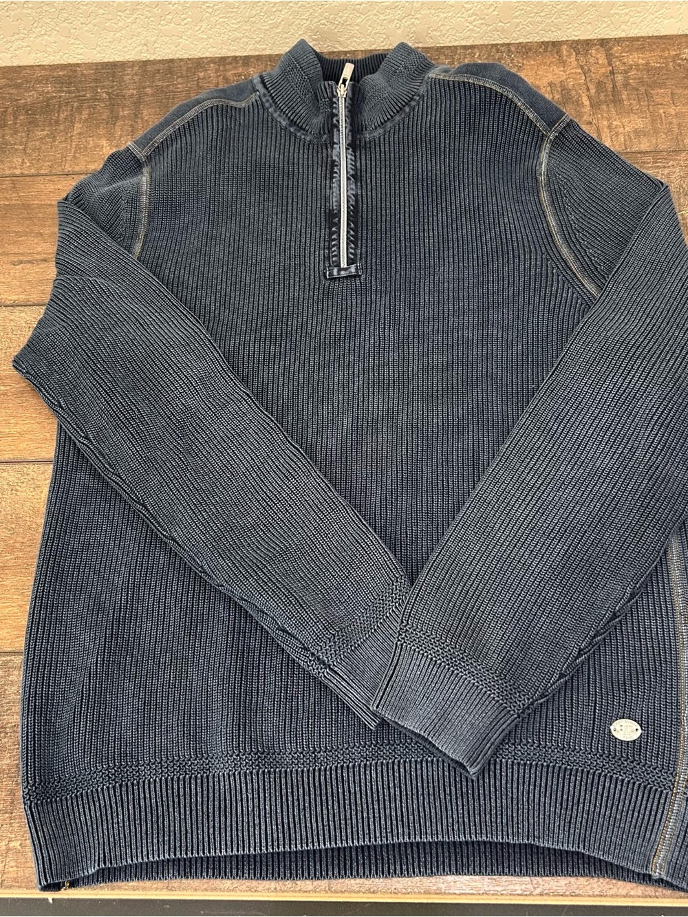 Tommy Bahama Jeans Men's Half-Zip Ribbed Knit Sweater - Navy Large